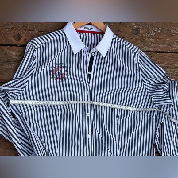 Gray and White striped button up Shirt, designer quality, Basler UK, Pinstriped - Picture 5 of 8